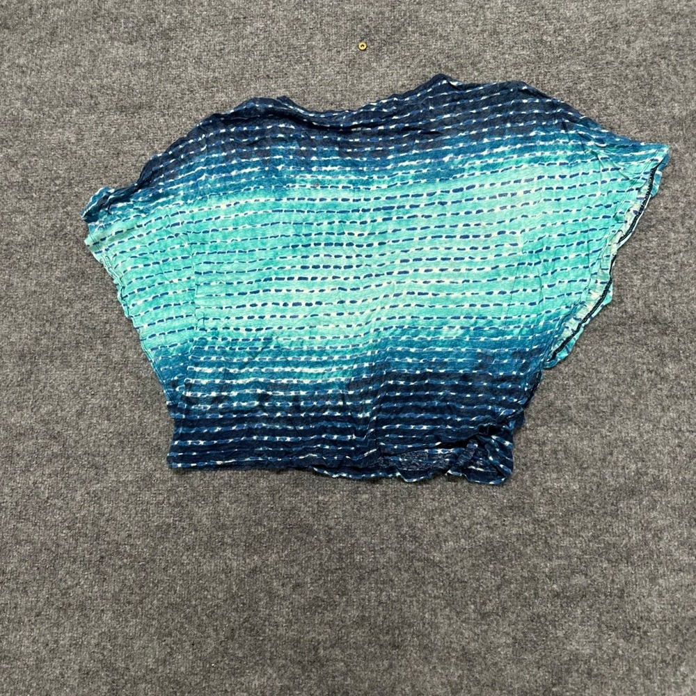 Lauren Ralph Lauren Top Womens Size S Blue Linen Ombre Dash Short Sleeve Casual